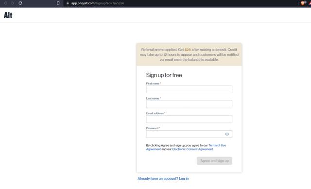 Alt checkout page showing Alt promo code box | Screenshot taken by SimplyCodes community member on Nov 15, 2021