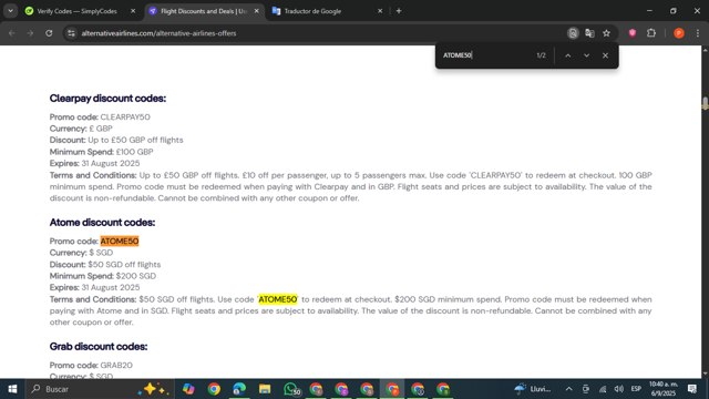 Alternative Airlines checkout page showing Alternative Airlines promo code box | Screenshot taken by SimplyCodes community member on Sep 6, 2025