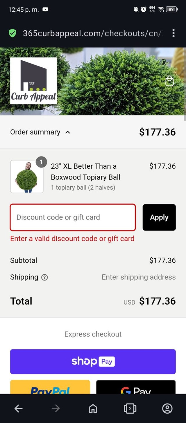 Altar'd State checkout page showing Altar'd State promo code box | Screenshot taken by SimplyCodes community member on Jan 22, 2025