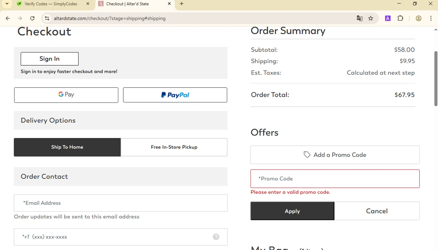 Altar'd State promo code screenshot showing code Abbierush15 applied at Altar'd State checkout page. Uploaded by SimplyCodes community member BudgetWizard6950 on Aug 27, 2025