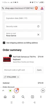 Stallions coupon verification screenshot