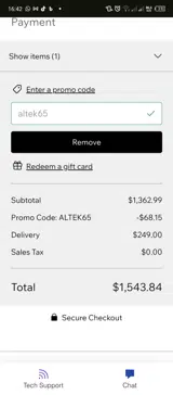 altek65 coupon verification screenshot