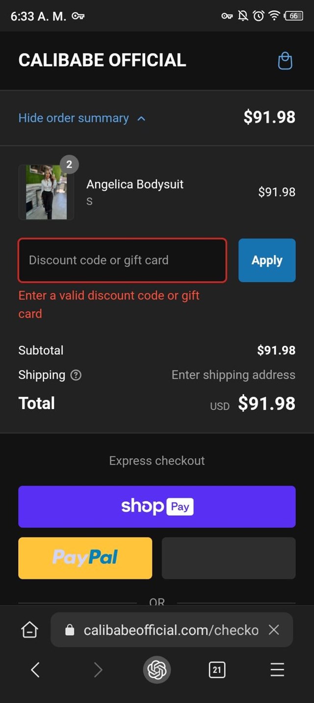 Altra Running Shoes checkout page showing Altra Running Shoes promo code box | Screenshot taken by SimplyCodes community member on Jun 8, 2024