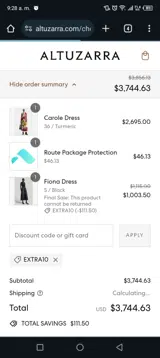 EXTRA10 coupon verification screenshot
