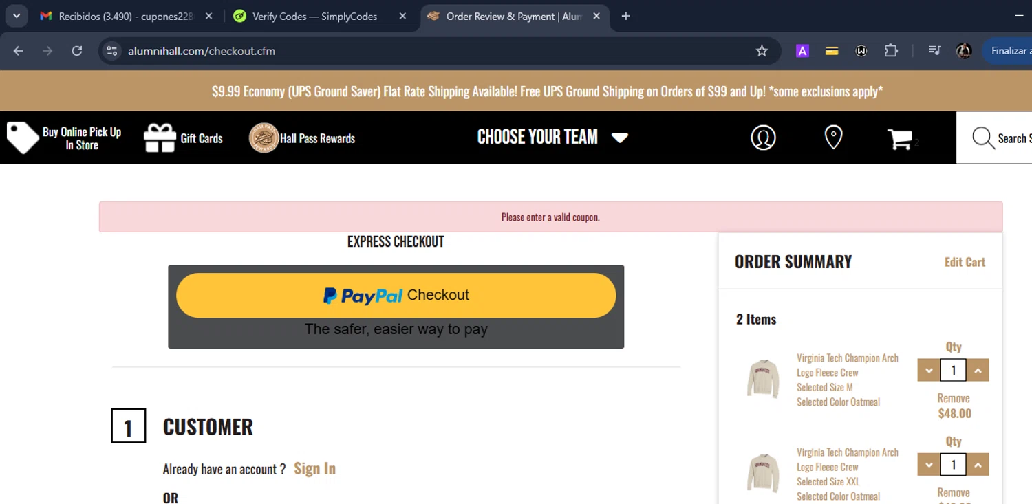 Alumni Hall discount code screenshot showing code fordad25 applied at Alumni Hall checkout page. Uploaded by SimplyCodes community member Eduard on Jun 24, 2025