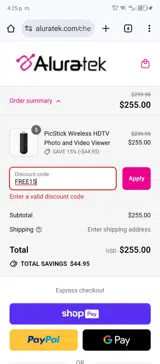 FREE15 coupon verification screenshot