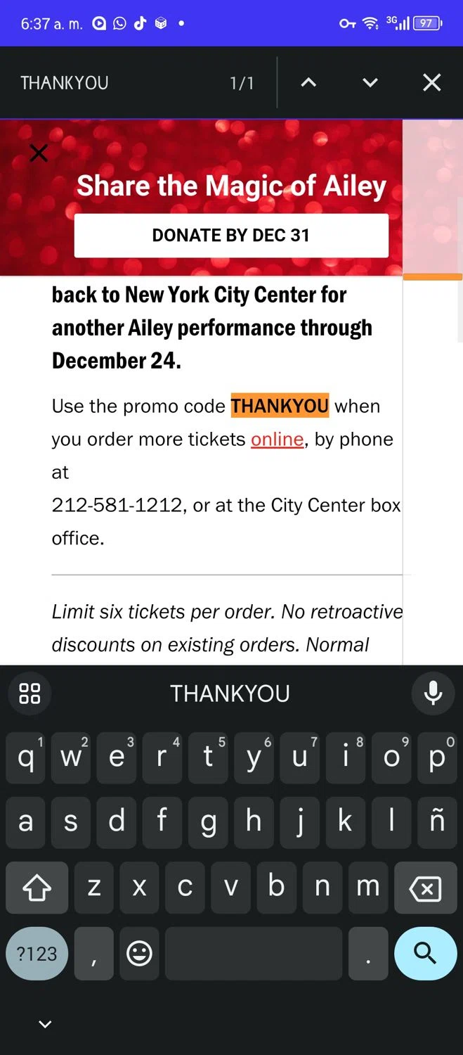 how to use Alvin Ailey coupons