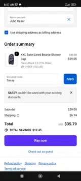 Sassy coupon verification screenshot