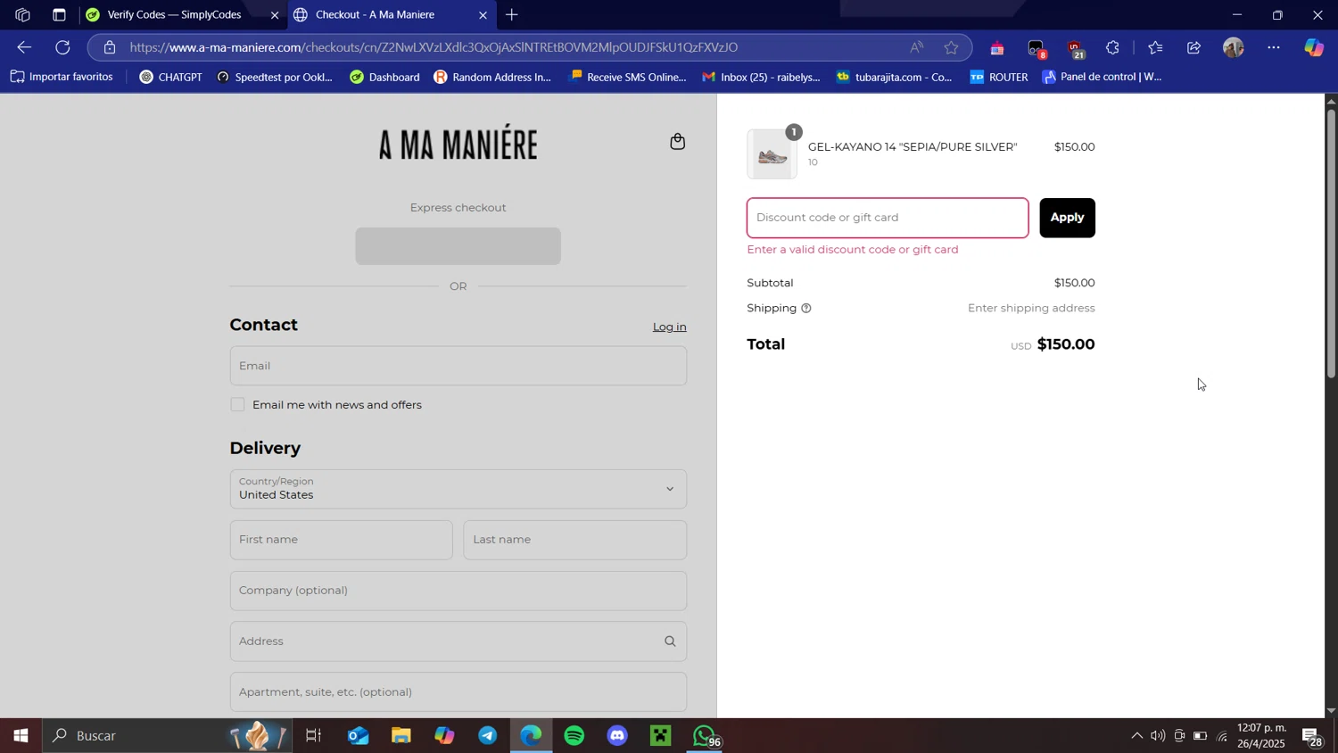 A Ma Maniere discount code screenshot showing code HELLOSPRING15 applied at A Ma Maniere checkout page. Uploaded by SimplyCodes community member Raibelys_18 on Apr 26, 2025