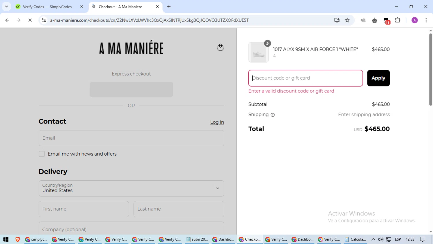 A Ma Maniere discount code screenshot showing code HELLOSPRING15 applied at A Ma Maniere checkout page. Uploaded by SimplyCodes community member cuieoseva on Apr 26, 2025