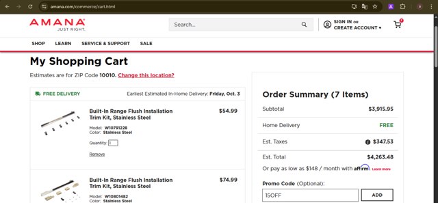 Amana checkout page showing Amana coupon code box | Screenshot taken by SimplyCodes community member on Aug 27, 2025