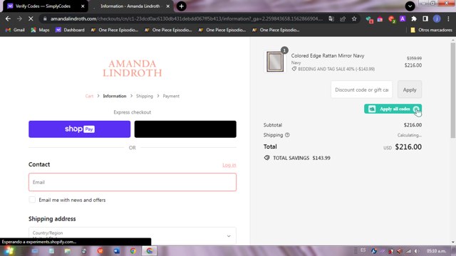 Amanda Lindroth checkout page showing Amanda Lindroth coupon code box | Screenshot taken by SimplyCodes community member on Mar 2, 2024