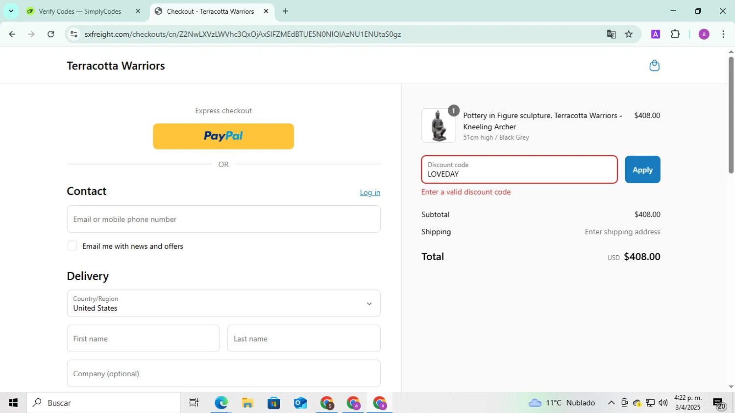Amantel coupon code screenshot showing code K-200 applied at Amantel checkout page. Uploaded by SimplyCodes community member FortunatePilot2384 on Apr 3, 2025