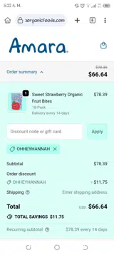 OHHEYHANNAH coupon verification screenshot