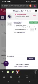 Megan10 coupon verification screenshot
