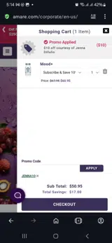 Jenna10 coupon verification screenshot