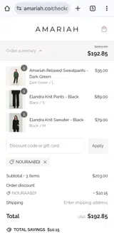 Nouraabdi coupon verification screenshot