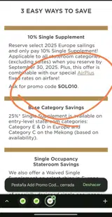 SOLO10 coupon verification screenshot