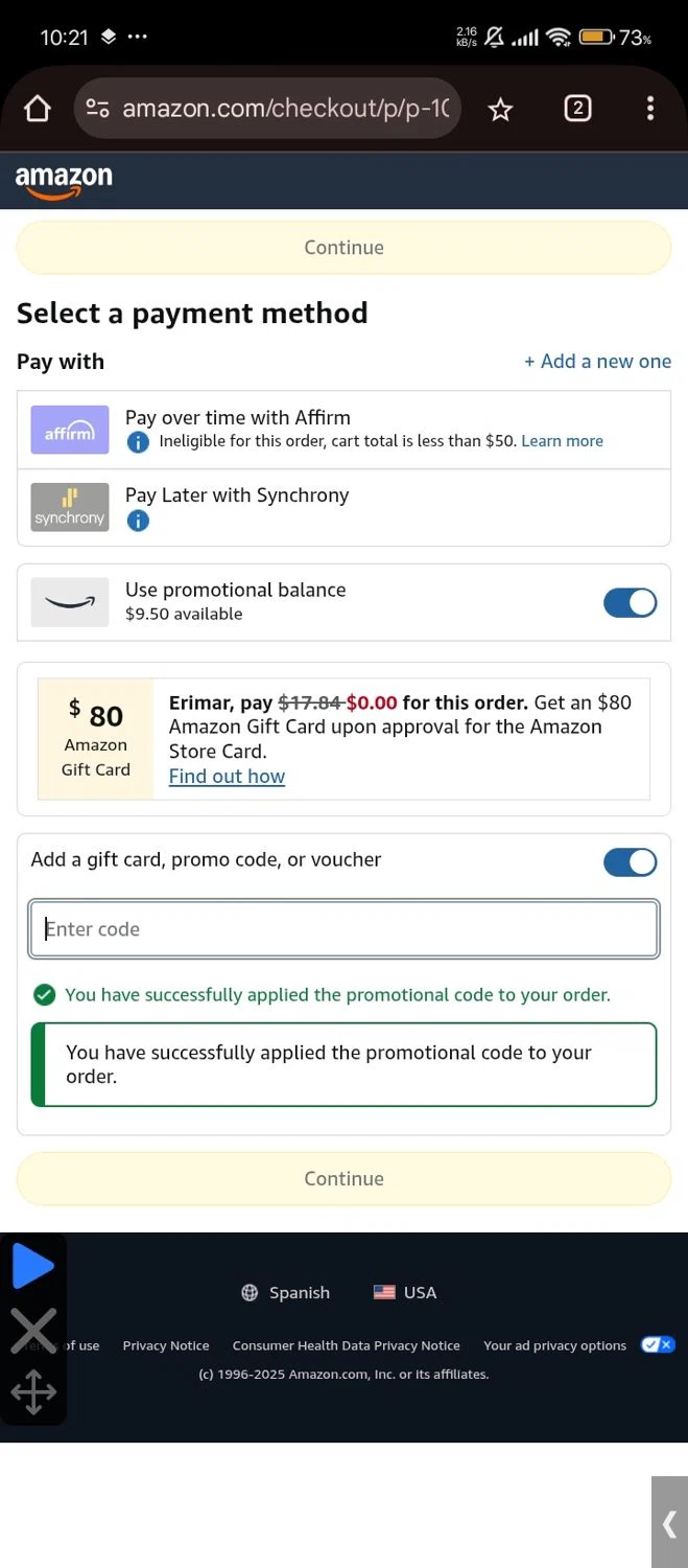 Amazon promo code screenshot showing code KBGUKI23 applied at Amazon checkout page. Uploaded by SimplyCodes community member RebateShopper5497 on Aug 29, 2025