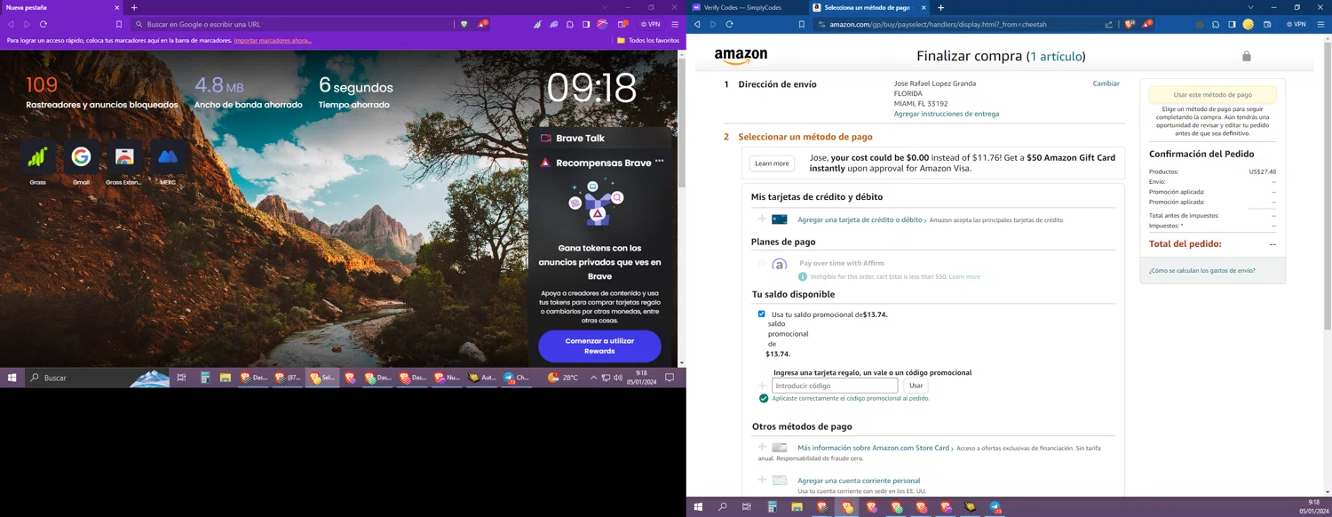 Amazon Echo checkout page showing Amazon Echo promo code box | Screenshot taken by SimplyCodes community member on Jan 5, 2024
