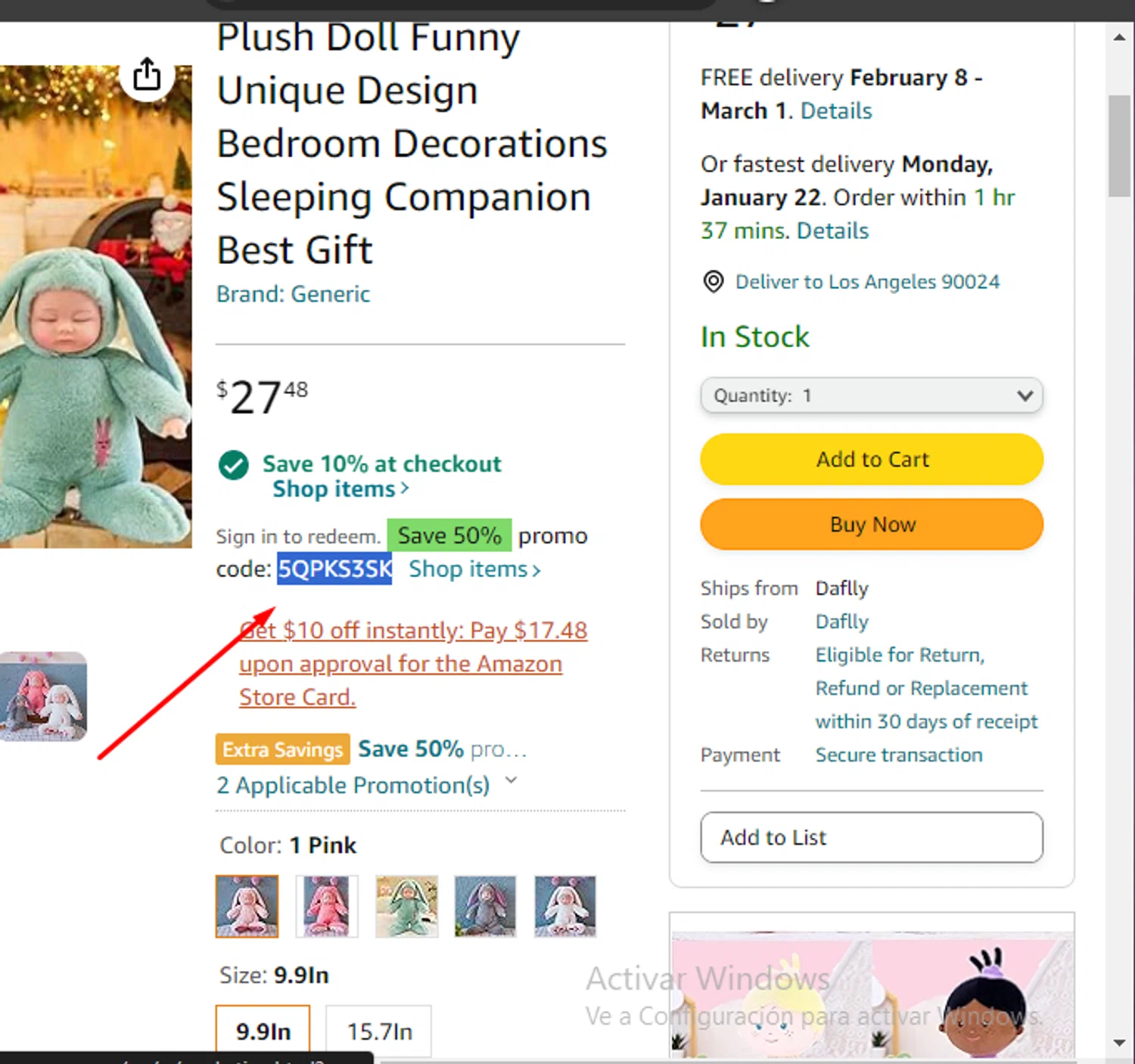 Amazon Echo checkout page showing Amazon Echo promo code box | Screenshot taken by SimplyCodes community member on Jan 18, 2024