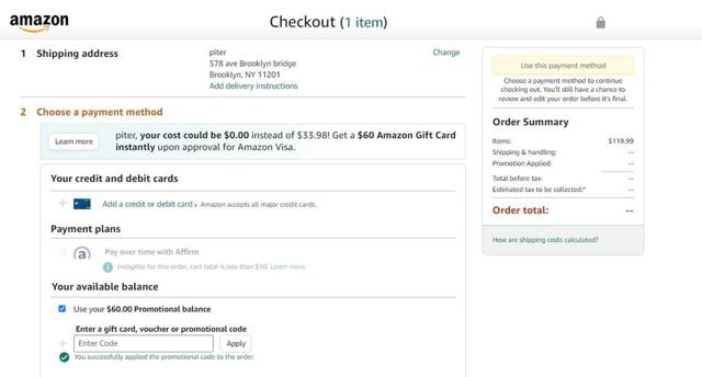Amazon Fresh checkout page showing Amazon Fresh promo code box | Screenshot taken by SimplyCodes community member on Dec 30, 2023