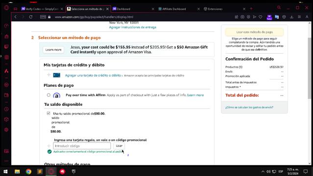 Amazon Fresh checkout page showing Amazon Fresh promo code box | Screenshot taken by SimplyCodes community member on Feb 5, 2024