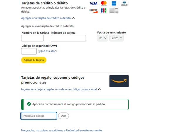 Amazon Music checkout page showing Amazon Music promo code box | Screenshot taken by SimplyCodes community member on Jul 27, 2025