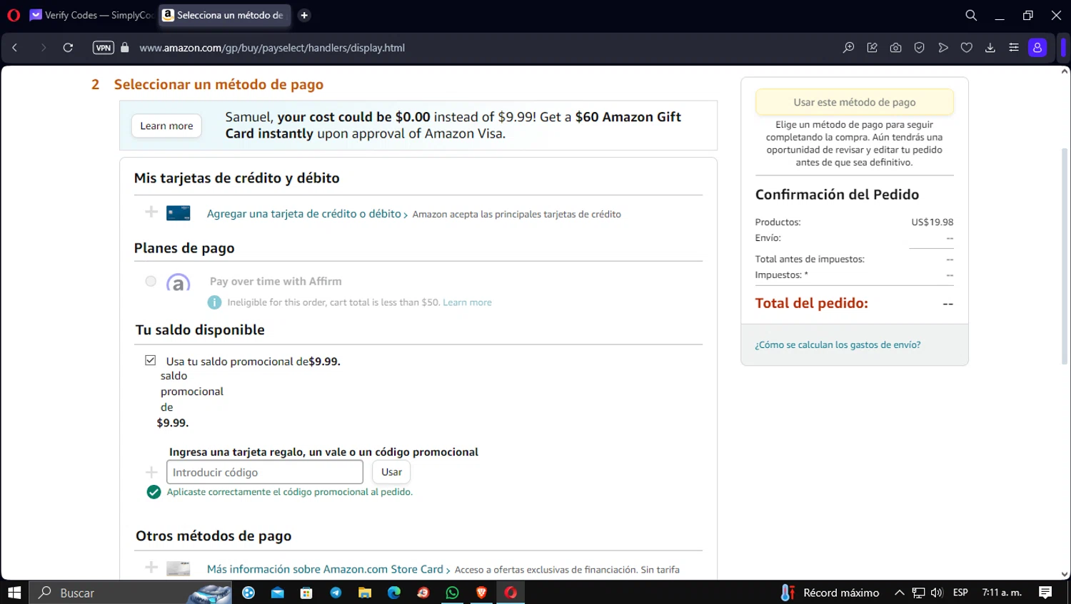 Amazon Pharmacy checkout page showing Amazon Pharmacy discount code box | Screenshot taken by SimplyCodes community member on Dec 30, 2023