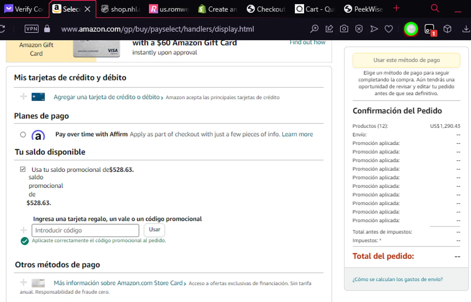 Amazon Pharmacy checkout page showing Amazon Pharmacy discount code box | Screenshot taken by SimplyCodes community member on Dec 1, 2023