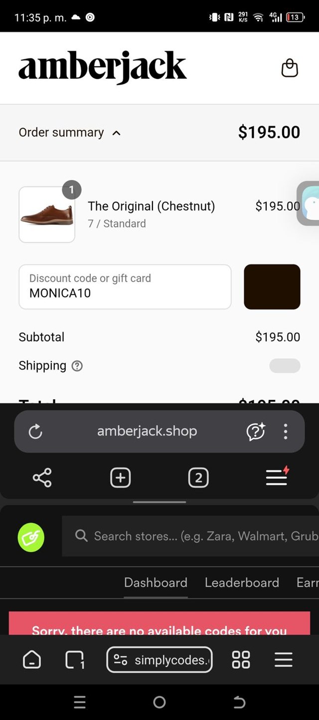 Amberjack checkout page showing Amberjack discount code box | Screenshot taken by SimplyCodes community member on Aug 6, 2025