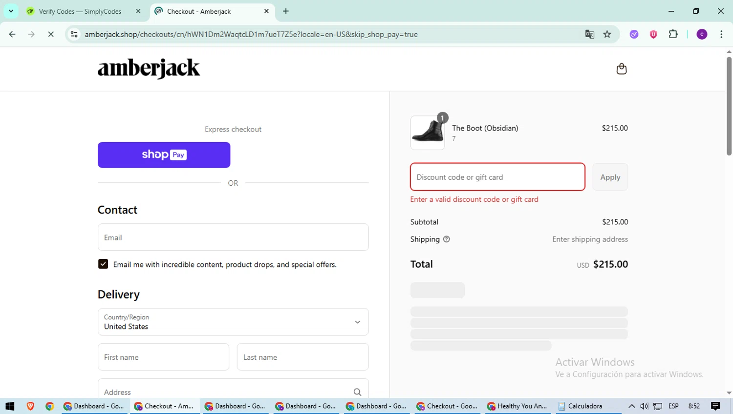 Amberjack discount code screenshot showing code 2daysfree applied at Amberjack checkout page. Uploaded by SimplyCodes community member suieeloves on Jul 30, 2025