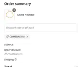 COMEBACK10 coupon verification screenshot