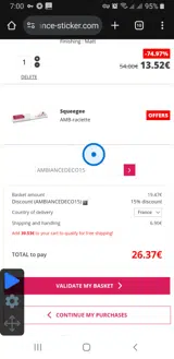 AMBIANCEDECO15 coupon verification screenshot