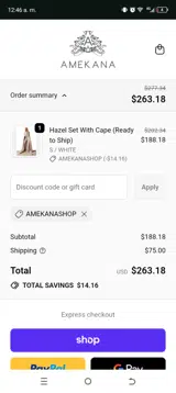 AMEKANASHOP coupon verification screenshot