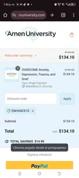 ENHANCE10 coupon verification screenshot