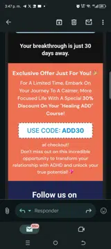 Add30 coupon verification screenshot