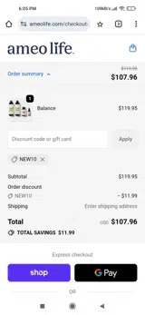 NEW10 coupon verification screenshot
