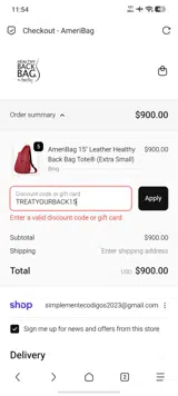 TREATYOURBACK15 coupon verification screenshot