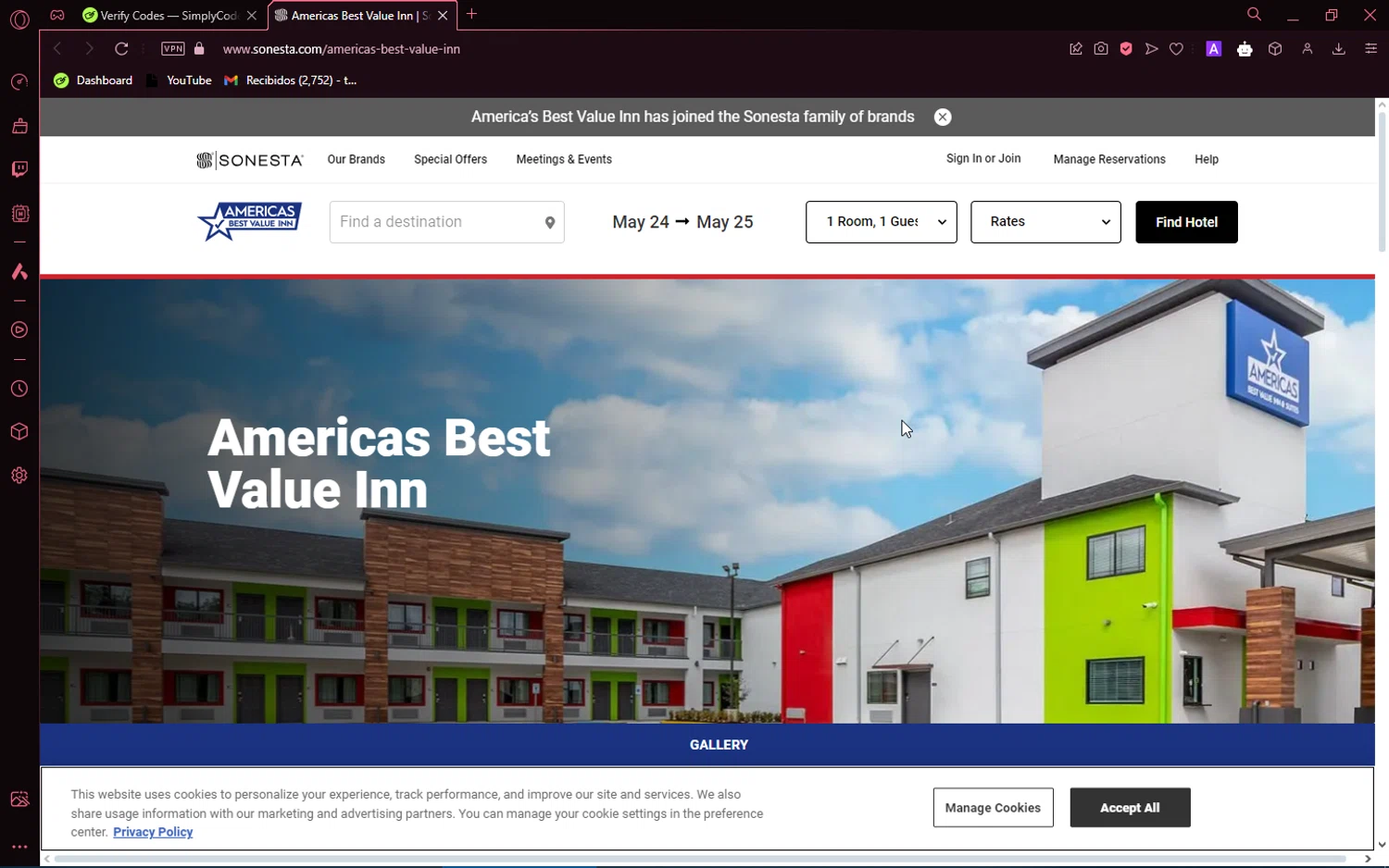 Americas Best Value Inn checkout page showing Americas Best Value Inn coupon code box | Screenshot taken by SimplyCodes community member on May 24, 2024