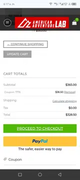 American Adventure Lab coupon verification screenshot