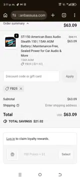 FB25 coupon verification screenshot