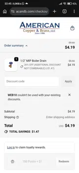 WEB10 coupon verification screenshot