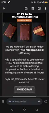 MONOGRAM coupon verification screenshot