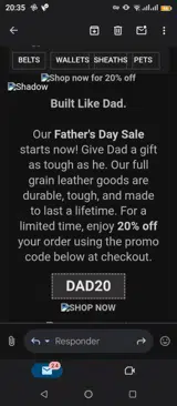DAD20 coupon verification screenshot