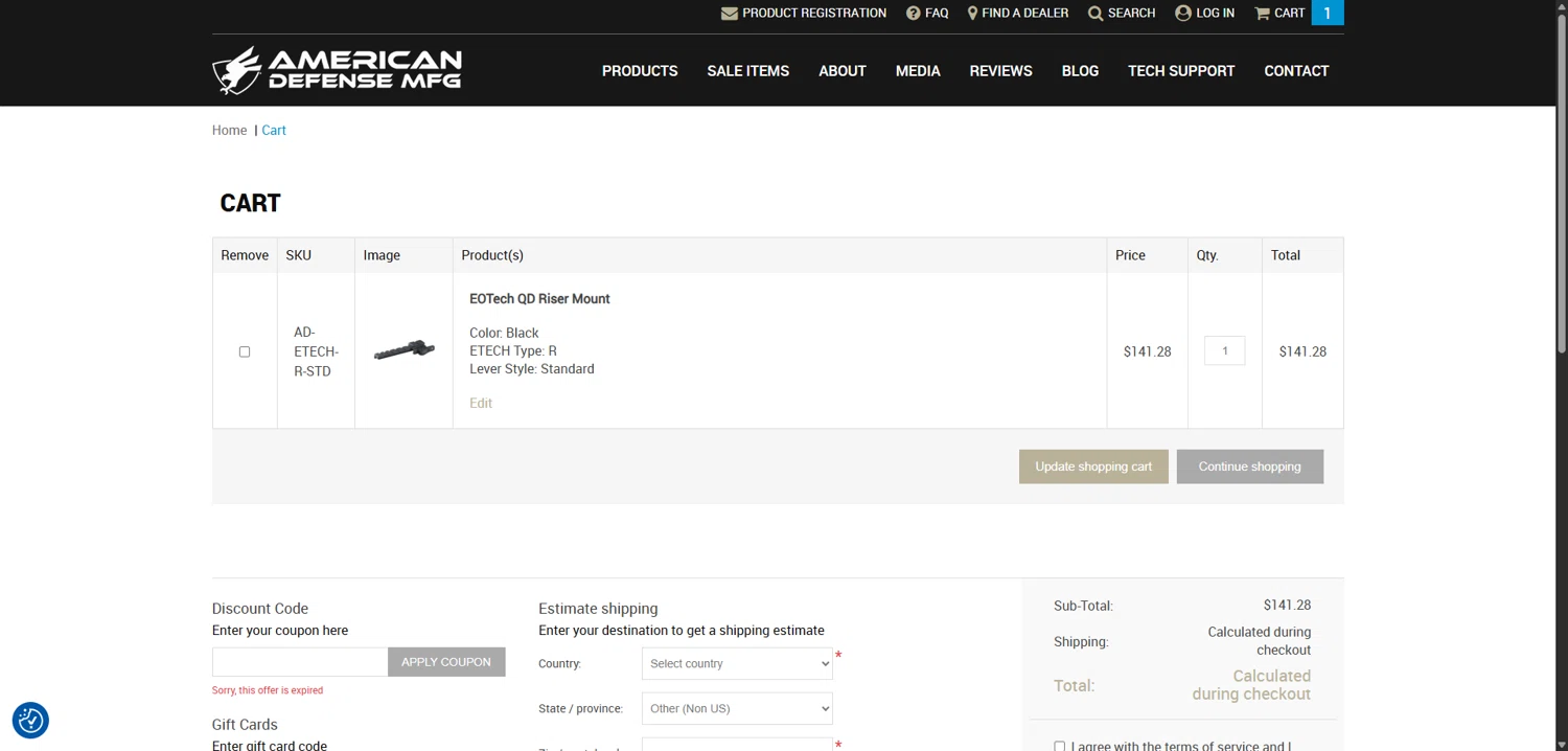 American Defense MFG coupon code screenshot showing code Gunrun2025 applied at American Defense MFG checkout page. Uploaded by SimplyCodes community member TokenNavigator3088 on Jan 5, 2026