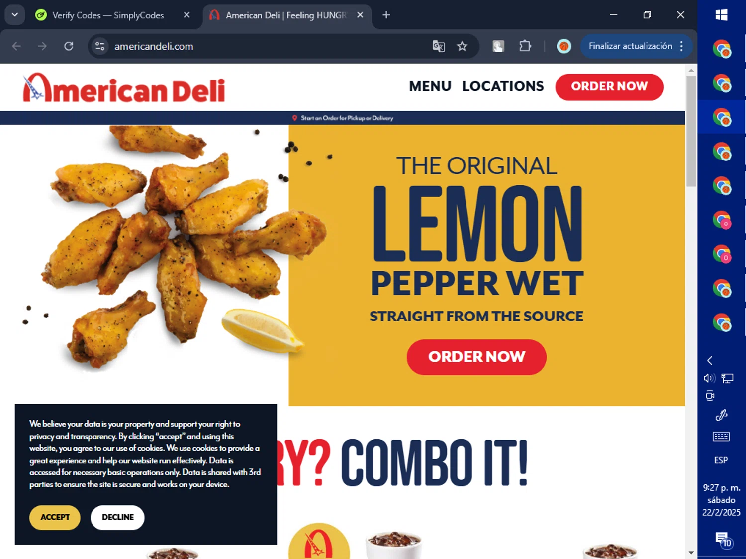 American Deli checkout page showing American Deli promo code box | Screenshot taken by SimplyCodes community member on Feb 23, 2025