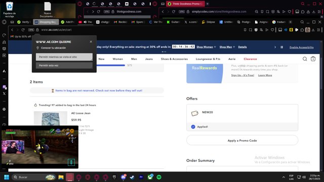 American Eagle checkout page showing American Eagle promo code box | Screenshot taken by SimplyCodes community member on Jul 28, 2025