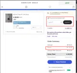 American Eagle AE coupon verification screenshot