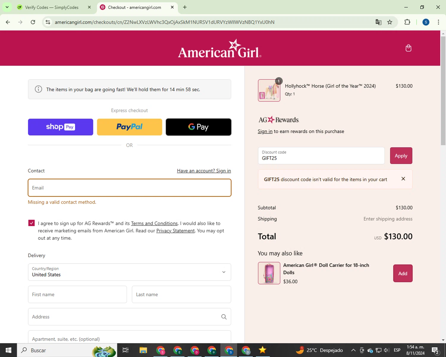 American girl live promo code on sale